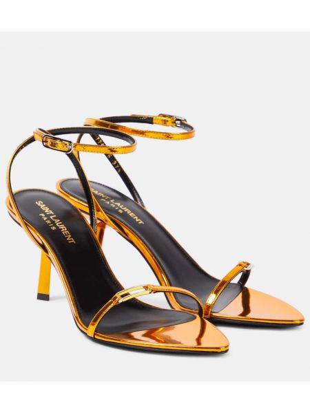 Dabīgās ādas sandales Saint Laurent oranžs