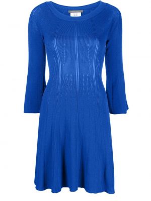 Hedvábné pletené šaty Alberta Ferretti - modrá