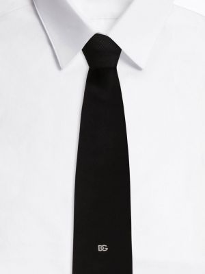 Šilkinis siuvinėtas kaklaraištis Dolce & Gabbana juoda