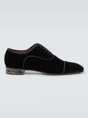 Chaussures oxford en velours Christian Louboutin noir