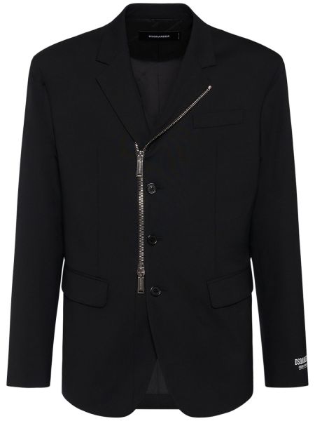 Blazer i ull med dragkedja Dsquared2 svart