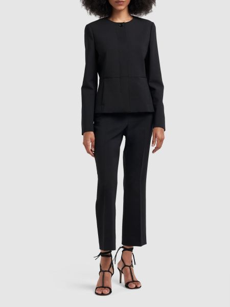 Pantalones de cintura alta de lana Max Mara negro