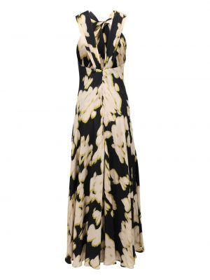 Dlouhé šaty s potiskem s abstraktním vzorem Tanya Taylor černé