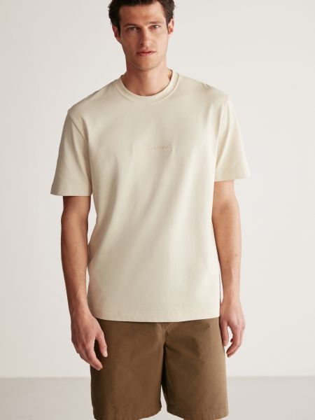 Βαμβακερή μπλούζα με κέντημα Grimelange μπεζ