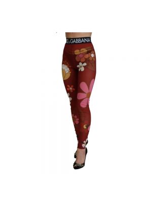 Leggings de cintura alta de flores con estampado Dolce & Gabbana