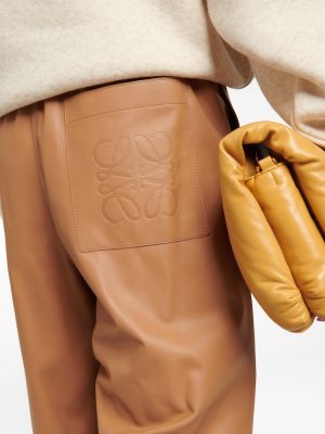 Pantaloni culottes din piele Loewe bej