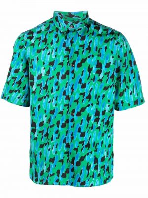 Camisa con estampado abstracto Salvatore Ferragamo azul