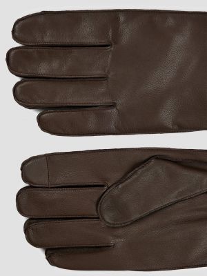 Шкіряні рукавички Boss коричневі