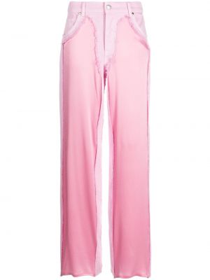 Satynowe spodnie relaxed fit Blumarine różowe