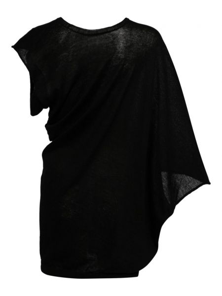 Drapiruotas asimetriškas megztas palaidinė be rankovių Yohji Yamamoto juoda