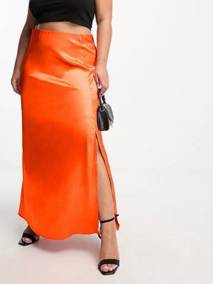 Атласная юбка миди Vila оранжевая