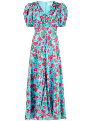 Hedvábné mini šaty s knoflíky na zip Saloni - modrá