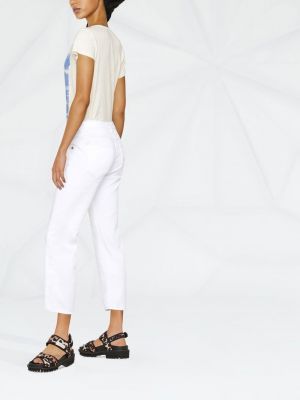 Straight fit džíny s oděrkami R13 bílé