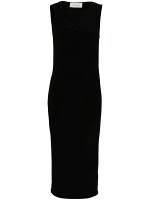Ασύμμετρη αμάνικη μίντι φόρεμα Sportmax μαύρο