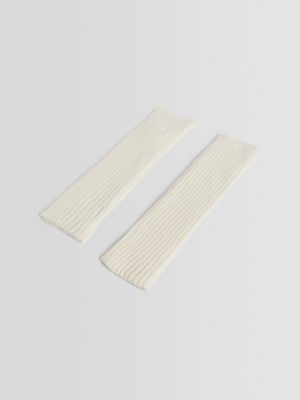 Плетени плетени памучни ръкавици Bershka бяло
