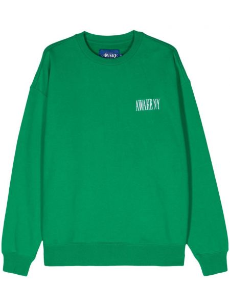 Medvilninis siuvinėtas džemperis Awake Ny žalia