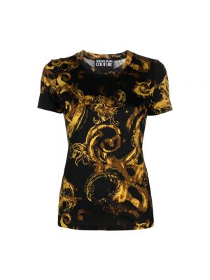 Koszulka w abstrakcyjne wzory bawełniana Versace Jeans Couture czarna
