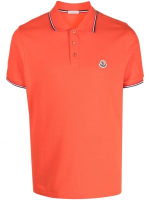 Памучна поло тениска на райета Moncler оранжево