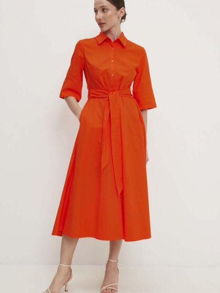 Sukienka midi bawełniana Answear Lab pomarańczowa
