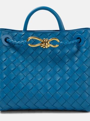 Кожени шопинг чанта Bottega Veneta синьо