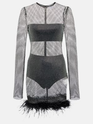 Mini robe à plumes à imprimé Giuseppe Di Morabito noir