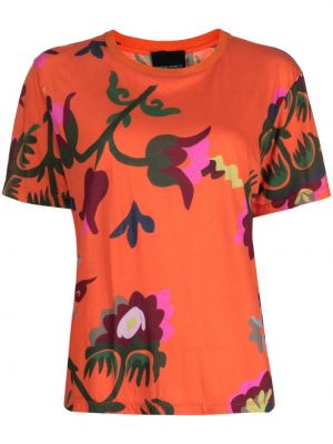 Tricou din bumbac cu model floral cu imagine Cynthia Rowley portocaliu