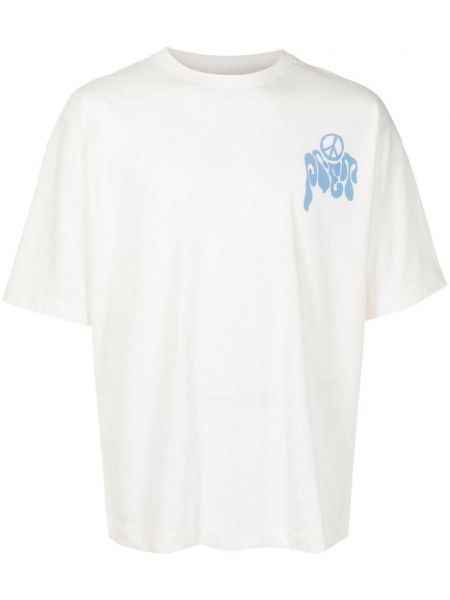 Bombažna majica s potiskom Piet bela