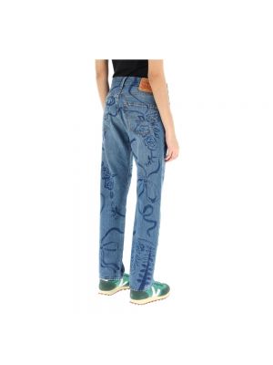 Proste jeansy z nadrukiem Collina Strada niebieskie
