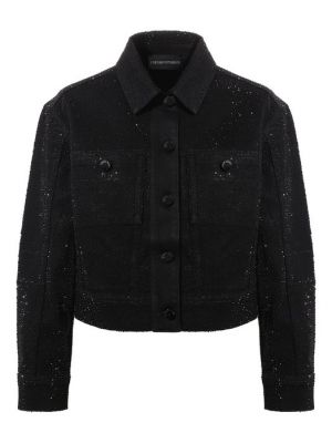 Черный пиджак со стразами Emporio Armani