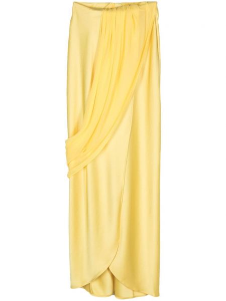Rozcięta spódnica drapowana Paris Georgia żółta