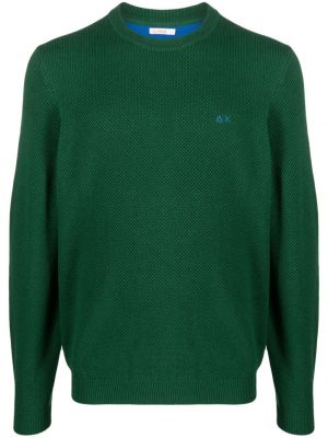 Пуловер бродиран с кръгло деколте Sun 68 зелено