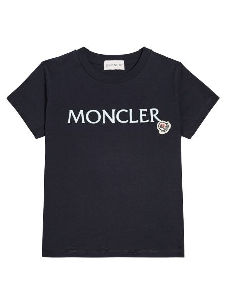 T-shirt i bomull i jersey för tjejer Moncler Enfant blå