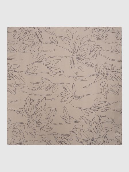 Шелковый платок в цветочек Brunello Cucinelli бежевый