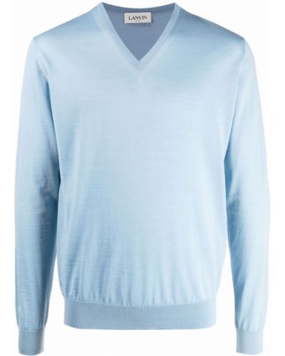 Jersey con escote v manga larga de tela jersey Lanvin azul