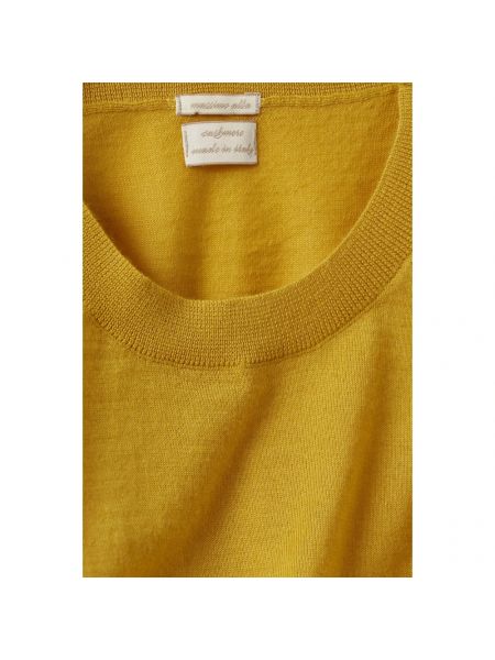 Jersey de tela jersey con estampado de cachemira de cuello redondo Massimo Alba amarillo