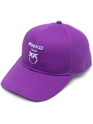 Памучна шапка с козирки бродирана Pinko виолетово