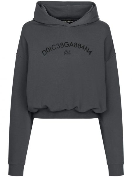 Pamučna hoodie s kapuljačom s printom Dolce & Gabbana siva
