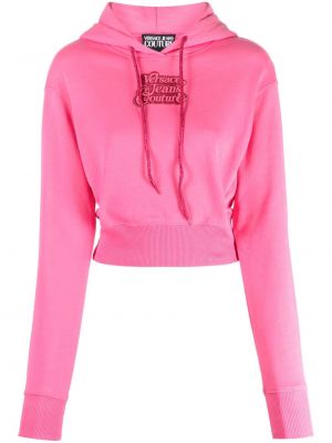 Hímzett kapucnis melegítő felső Versace Jeans Couture rózsaszín