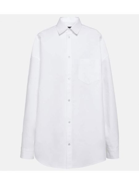 Lunga camicia di cotone oversize Balenciaga bianco