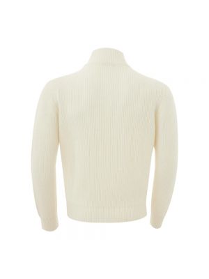 Jersey cuello alto de lana con cremallera de tela jersey Kangra blanco