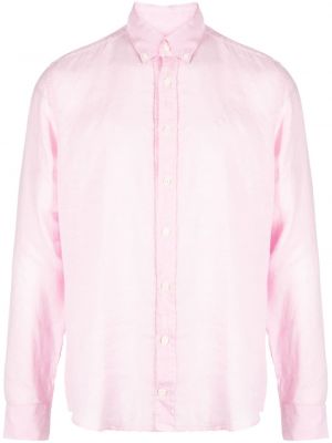 Lněná košile Hackett růžová