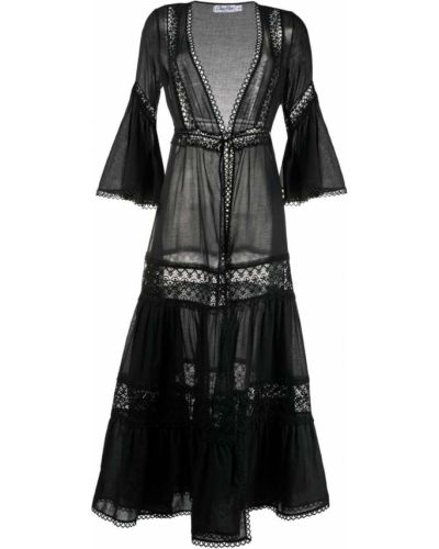 Ажурное платье с вышивкой с V-образным вырезом Charo Ruiz Ibiza, черный
