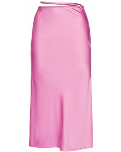 Saténové midi sukně Jacquemus růžové