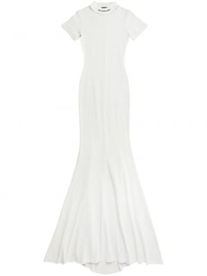 Siuvinėtas vakarinė suknelė Balenciaga balta