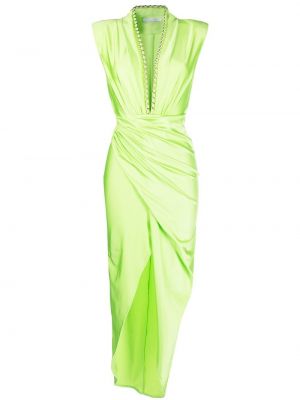 Прилепнала вечерна рокля с v-образно деколте Amen зелено