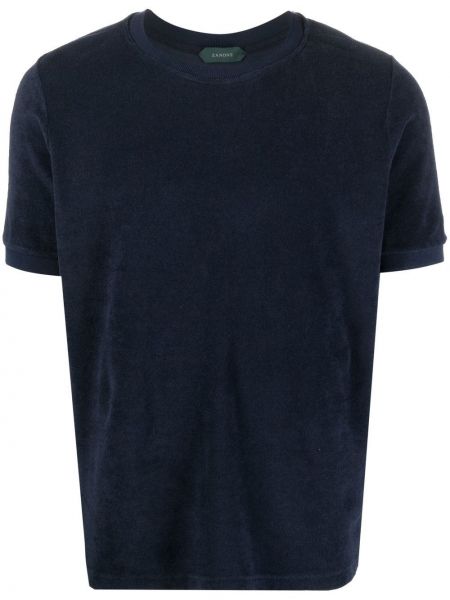 Bombažna majica z okroglim izrezom Zanone modra