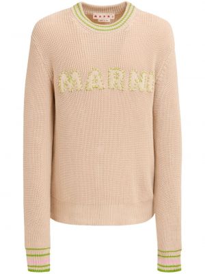 Памучен пуловер бродиран Marni