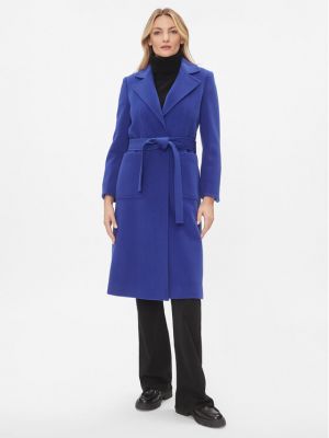 Vlnený priliehavý zimný kabát Max&co. modrá