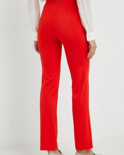 Jednobarevné kalhoty s vysokým pasem United Colors Of Benetton červené