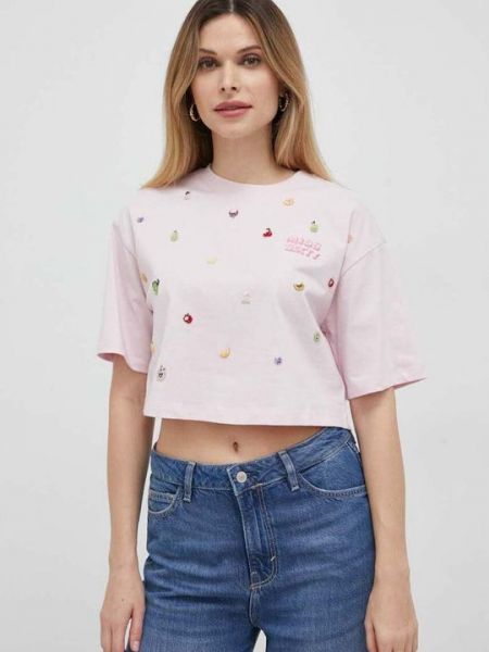 Хлопковая футболка Miss Sixty розовая
